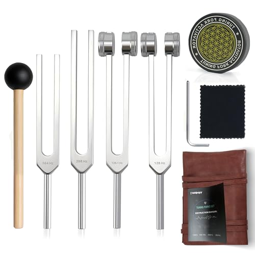 Tuning Forks for Healing Set–128Hz, 136.1Hz, 256Hz, 384Hz. Chakra Sound Healing Instrument for Meditation,Yoga, Reiki Energy,Perfect Mother's Day & Birthday Gifts for Women