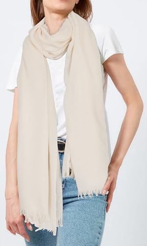 INOGIH Large Long Lightweight Cotton Linen Shawl Wrap for Women - Soft Breathable Four Season Scarf Shawl Beach Gauze 75”×40” - color: Beige White