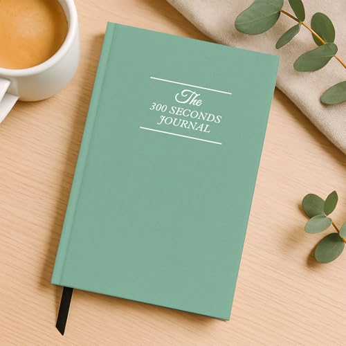 Gratitude Journal for Women & Men – 5 Minute Guided Daily Journal with Prompts for Mindfulness, Self Care & Positive Thinking, 300 Seconds Daily Reflection, Light Green Linen Cover - color: Light Green