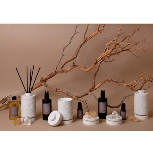 Van Dang Crystal Stone Meditation Set Clear Quartz | Diffuser Oil Dropper Aromatherapy | Luxury Spiritual Home Decor Fragrance Gift Notes of Cardamom, Nutmeg, Pepper, Myrrh, Sandalwood (Buddhapada) - color: Buddhapada