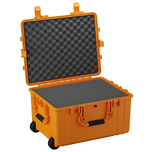 Condition 1 25" Large Rolling Hard Travel Case Model 286, Lockable Storage Box with Wheels and Handle, Waterproof Dustproof TSA Friendly, Made in USA, 24.58"x19.58"x14.60" Orange - color: Orange