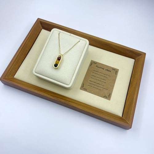 Natural Crystal Necklace Gift for New Beginnings, Crystals and Healing Stones Necklace for Anxiety Relief, Encourage Gift For Women, Mum, Natural Genuine Gemstone, Cheer Up - color: Gold, style: Positive Vibes