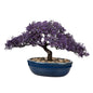 Artificial Bonsai Tree Juniper Faux Plants Indoor Fake Plants Decor with Blue Ceramic Pots for Home Table Office Desk Bathroom Shelf Bedroom Living Room Farmhouse Decorations - style: 9" Purple Ficus