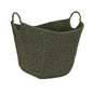 Household Essentials Natural Woven Wicker Storage Basket with Handles - color: Green Paper Rope