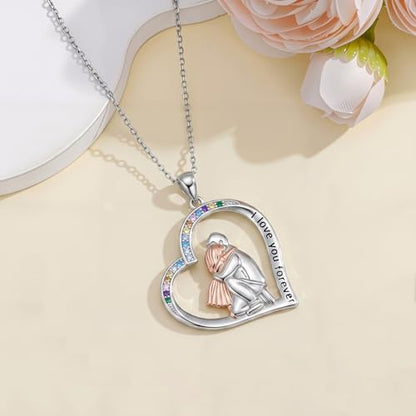 YFN Daughter Gifts from Dad 925 Sterling Silver Daughters Heart Necklace Birthday Christmas - color: Father Daughter Necklace06