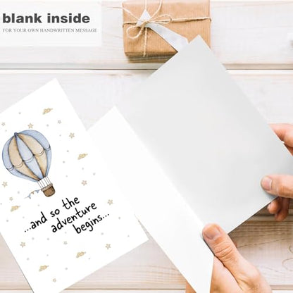 Hot Air Balloon Adventure Baby Shower Card - New Baby Cards, Babys Shower Congratulations Cards - Funny New Born Card for Pregnant Couple, Parents - color: #1