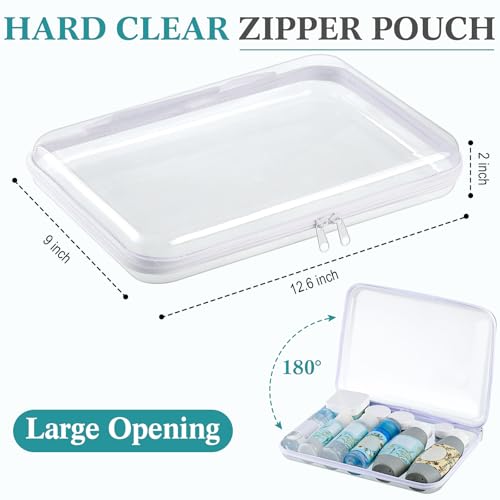 Sanwuta 4 Pcs Clear Hard Zipper Case with Handle Office Storage Cases Hard Plastic Pouches Transparent Bins for Crafts, Snacks, Cosmetics, Puzzles(12.6 x 9 x 2 Inches,White) - size: 12.6 x 9 x 2 Inches