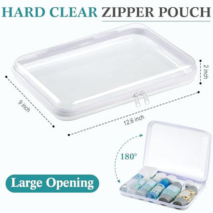 Sanwuta 4 Pcs Clear Hard Zipper Case with Handle Office Storage Cases Hard Plastic Pouches Transparent Bins for Crafts, Snacks, Cosmetics, Puzzles(12.6 x 9 x 2 Inches,White) - size: 12.6 x 9 x 2 Inches