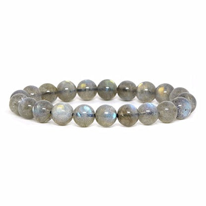 Justinstones Gem Semi Precious Gemstone 10mm Round Beads Stretch Bracelet 7 Inch Unisex - color: A Grade Labradorite