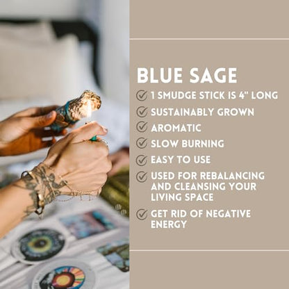 Ancient VEDA Sage Smudge Kit | Blue Sage, Sweetgrass & Palo Santo Sticks - Meditation, Yoga & Home Cleansing Kit - color: Blue Sage, size: Healer's Kit