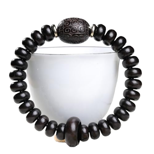 Zen Dear Unisex Natural Ebony Wood Buddhist Prayer Bead Necklace Bracelet Tibetan Prayer Mala Beaded Black - style: 6mmx10mmx28Abacus Beads