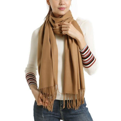 Pashmina Scarf and Shawl - Soft Women Pashminas Wrap for Wedding Evening Party dresses - color: H#. Camel
