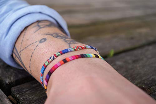 Made by Nami 2 Pcs Boho Surfer Bracelets for Women and Men Waterproof and Adjustable Braided Bracelets Set of 2 for Ethnic Hippie Style - color: Purple E & Blue E)