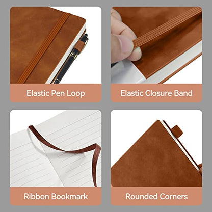 Lined Journal Notebook, 200 Pages, Leather Hardcover Notebooks, A5 College Ruled Thick Classic with Pen Loop Notebook Journals for Writing, for Women Men Office School, 5.75'' X 8.38'', Brown - color: Brown