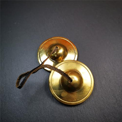 Tibetan Tingsha Bell Set - Tibetan Cymbals - for Sound Healing, Yoga, Meditation, and Mindfulness,Handmade in Nepal,Made of Brass,Plain Pattern,6.5cm/2.6 inch - color: 2-Brass-Plain-6.5cm