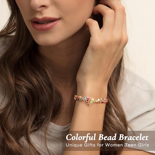 Gifts for Daughter Granddaughter, To My Mom Grandma Wife Girlfriend Sister Jasper Heart Bracelets Birthday Graduation Anniversary Christmas Stocking Stuffers Valentines Mothers Day Jewelry - style: 1.Gift To My Bonus Daughter: Red Beads