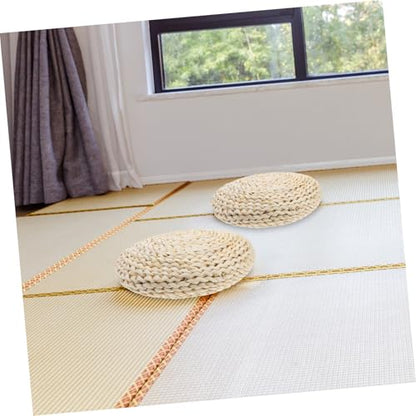 VALICLUD 1pc Space Cotton Round Straw Braid Cushion Yoga Mat Meditation Seat Hand-Woven