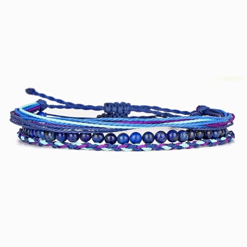 QOGIR Handmade Healing Bracelet,6mm Natural Gem Stone Bracelet rope bracelet - color: Lapis(Wisdom and Truth), size: 4mm