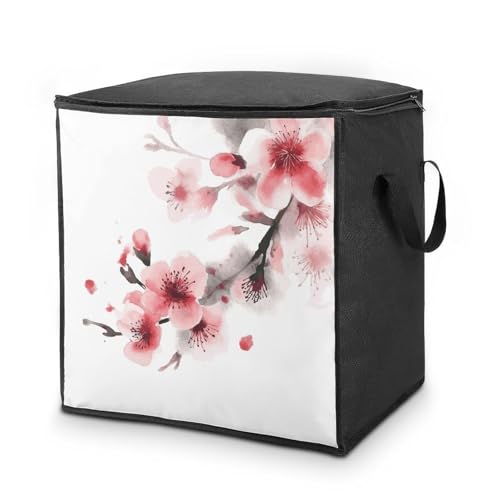 Clothes Storage Bag Personalized Durable Foldable Large Toy Storage Bags with Zipper Moving Bags Luggage Organizer Cherry Florals Printed Bags