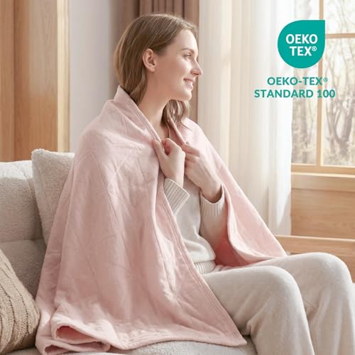 Exclusivo Mezcla 100% Cotton Muslin Throw Blanket for Couch, 4-Layer Moisture-Wicking and Breathable Ultra Soft Gauze Blanket for Spring Summer, 50"x60", Pink