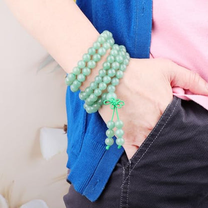 AD Beads 6mm 8mm 108 Prayer Mala Jasper Elastic Bracelet - Handmade Yoga Meditation Healing Power Energy Gifts for Unisex Adult.