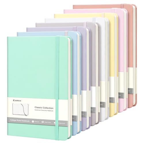 Comix 8 Pack Lined Notebook Journals, 240 Pages, 5.5 x 8.3 inch, Hardcover，College Ruled，Journaling Notebooks for Work, School, Home, A5 Journals for Notes-taking, Writing - color: Macron, size: 8 Pack