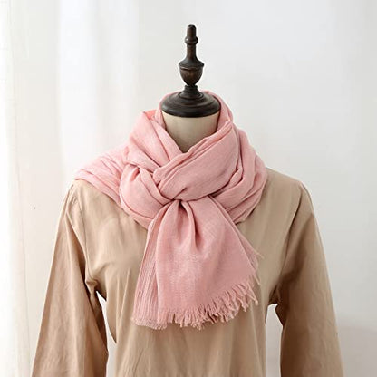 Jeelow Solid Color Scarf Wrap Shawl for Women Men – Soft Lightweight Head Scarf, All Season, Travel Beach Office Daily Wear - color: Peach
