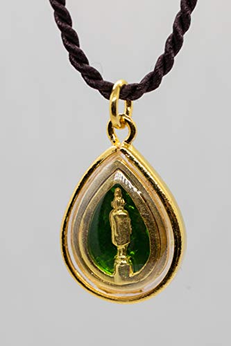 Artschatz Weekday Birthday Buddha Golden Colorful Thai Pendant, Amulet, Necklace, Charm, Sunday, Monday, Tuesday, Wednesday, Thursday, Friday, Saturday - style: Wednesday - Phra Um Bhat “Receiving"
