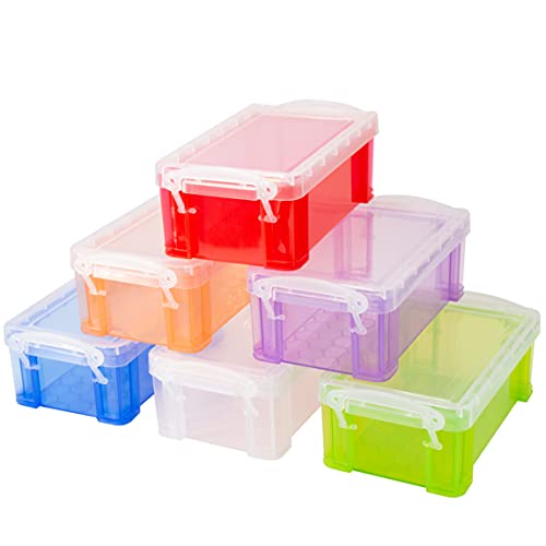 Small Plastic Box, 5" X 2.8" X 2" Stackable Mini Storage Box with Lid, Clear Organizer Container for Jewelry Beads, Small Crafts Items Accessories - 6 Pack - color: Color