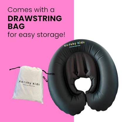 Kooshy Kids Premium Kooshy Kloud - Hand-Pumped Travel Pillow Nest - Inflatable Travel Pillow - Infant Kids Travel Cuddle Bed - Adult Back Support - Sleep on Planes - Approved All Airlines