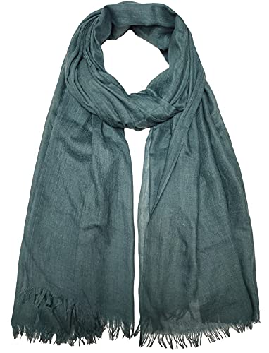 Women Summer Scarfs Lightweight Large Long Gauze Shawl Linen Beach Wrap Plain 75”×43” - color: Dark Green