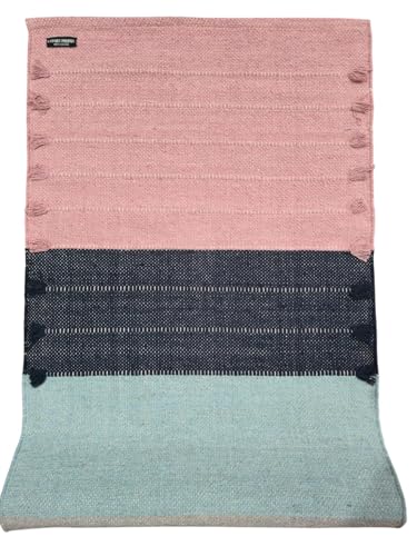 Indian Handmade100 % Organic Anti Skid Multi Colour Cotton Yoga Mat - Eco-Friendly Hand-Woven Rug - Non-Slip & Thick (24”x72”x5mm) for Hot yoga & Everyday Fitness at Home - Comfortable & Foldable Extra-Long Mat - color: Multi 8