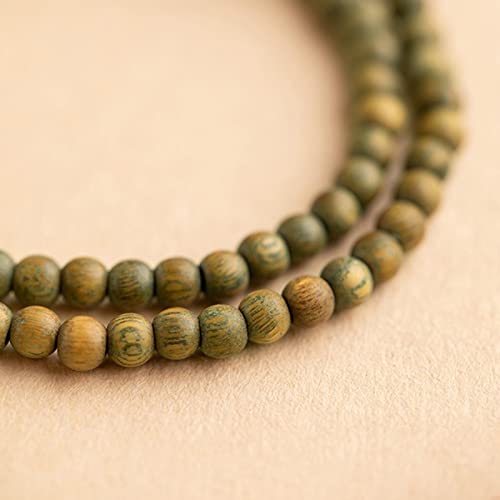 Generic Green Sandalwood 6mm Mala Bracelet Yoga Meditation Beads Buddha Beads with Natural Gems Natural Wood Prayer Meditation