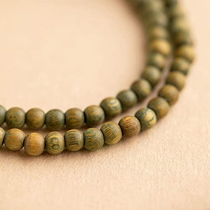 Generic Green Sandalwood 6mm Mala Bracelet Yoga Meditation Beads Buddha Beads with Natural Gems Natural Wood Prayer Meditation