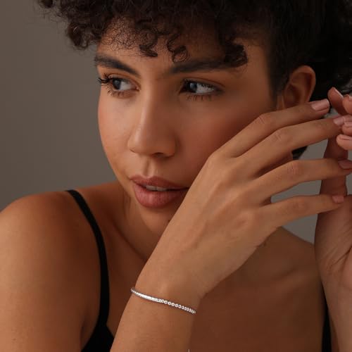 LeCalla 925 Sterling Silver Bracelets for Women | Italian Handmade Adjustable Sliding Bolo Bracelet Jewelry | Lightweight Adjustable Silver Chain Bracelet for Women | Hypoallergenic Jewelry Gifts - style: Diamond-Cut Beaded