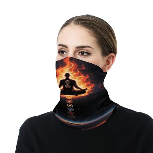 Blacklight Seven Chakra Yoga Meditation Neck Gaiter Bandana, Breathable & Comfortable Neck Warmer for Men Women, Dust & Wind Protection Ski Face Mask for Outdoor Sports