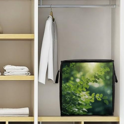 Green Tree Background Storage Bag Portable Closet Organizer Storage Bags Quilt Storage Bags with Zippered Breathable Storage Bag with Carry Handles for Blanket Pillow Bedding