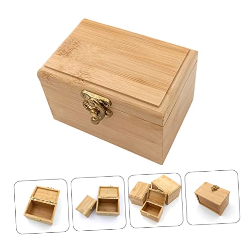 Healifty Bamboo Storage Box Jewelry Box Organizer Square Case Capacity for Home Office Decor Style
