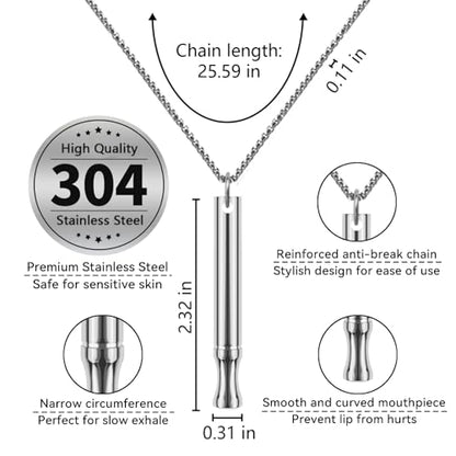 LAMKHOO Breathing Necklace to Quit Smoking and Vaping with Refillable Mint Pods Stop Smoking Aids Fidget Necklace for Anxiety Relief Smokeless Inhaler for Adults - color: silver