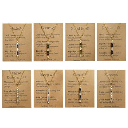 Healing Crystal Necklace for Women Men Natural Stone Beads Pendant Necklace Spiritual Anxiety Necklace Empath Protection New Beginnings Gifts Jewelry - color: Courage