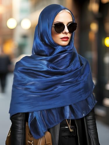 Geyoga Women's Scarf Shawls and Wraps for Evening Dress Fashion Scarf for Wedding Bridesmaid Ramadan Gifts - color: Dark Blue