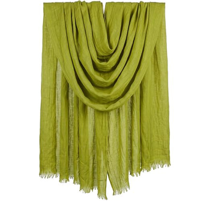 Women Summer Scarfs Large Long Lightweight Linen Beach Gauze Shawl Wrap 75”×43” - color: Chartreuse