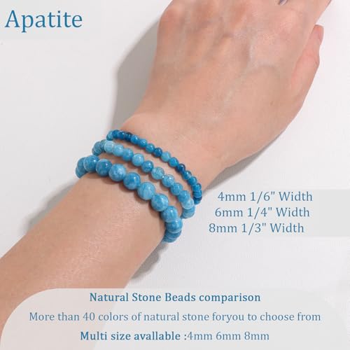 Vinswet 4mm 6mm 8mm Healing Crystal Bracelets for Women Men Natural Stone Beaded Stretch Bracelet Handmade Gemstone Reiki Spiritual Jewelry Gifts - color: Apatite, size: 6mm