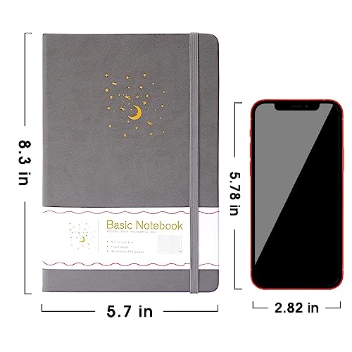 CAGIE Lined Journal Notebook for Work, Hardcover Notebook Journal with Pen Loop, A5 Notebook Journal Cover, Medium 5.7" x 8.3", (Gray Ruled), Gifts - color: 00 Pale Gray