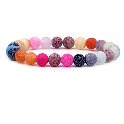 Keleny Gem Semi Precious Gemstones 8mm Natural Quartzite Stone Round Beads Rock Crystal Jasper Stretch Bracelet 7 Inch Unisex - color: 8mm Multicolor Weathered Agate