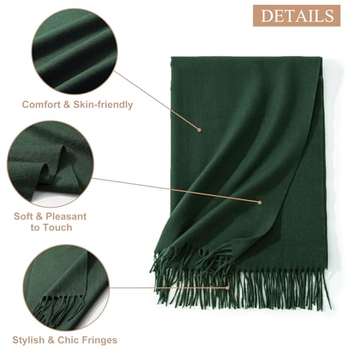 Sumolux Scarf for Women Pashmina Shawls Wraps for Evening Dresses Wedding Bridesmaid Gifts Winter Warm Soft Scarves - color: Dark Green