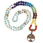 Bivei 7 Chakra 108 Mala Beads Bracelet Real Gemstone Yoga Meditation Hand Knotted Mala Prayer Bead Necklace - size: 6mm, style: Life Tree - Amazonite