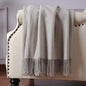 CUDDLE DREAMS Silk Throw Blanket with Hand-Knotted Fringe, Natural, Soft & Breathable (Herringbone Gray) - color: Herringbone Gray