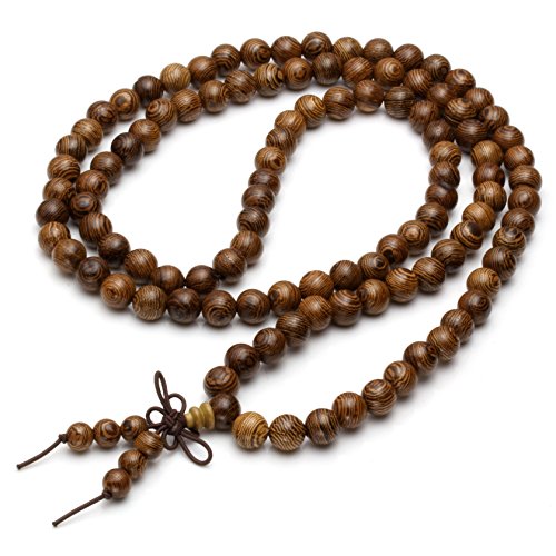 MILAKOO 108 Wood Beads Bracelet/Necklace Mala Prayer Buddha Meditation Link Wrist Bracelet… - style: 8mm