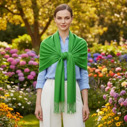 Peach Couture Women’s Pashmina Shawl Wrap – Warm Long Large Scarf for Evening Dress, Bridesmaid, Wedding & Bridal Wear - color: Green